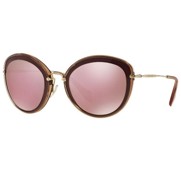 Miu Miu Pink Mirrored Sunglasses Bordeaux/Brown - Picture 1 of 5